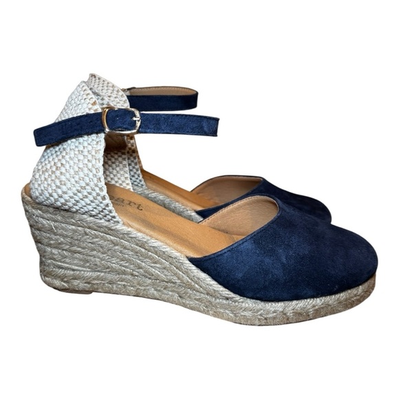 🌊 Paseart Navy Blue Suede Espadrille Wedges – Size 39 | Made in Spain 🇪🇸 - Picture 1 of 5